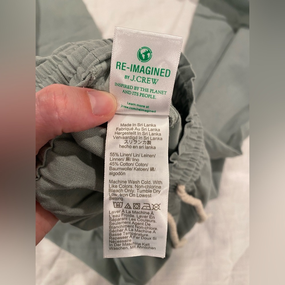J Crew Linen Cotton Blend Paper Bag Pant Green Size 10 - Picture 11 of 15